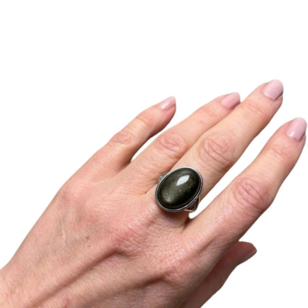 Bague obsidienne œil céleste