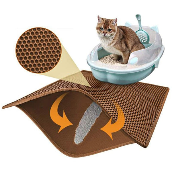 Tapis de litière pour chat double couche