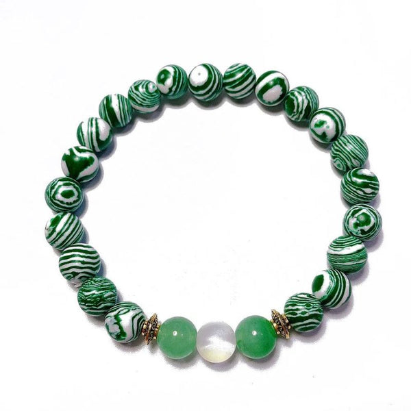 Bracelet malachite et pierre de lune