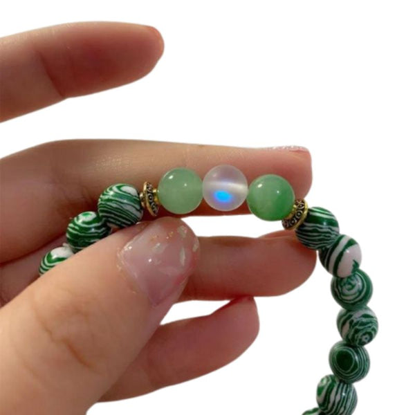 Bracelet malachite et pierre de lune