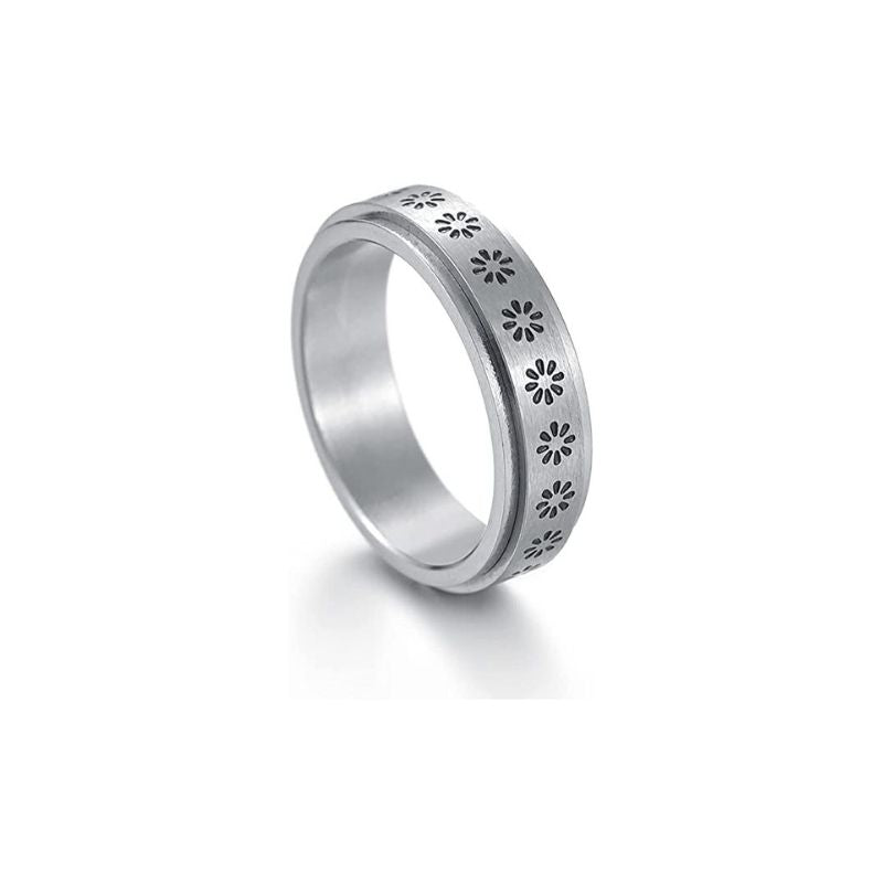 Bague anti stress anneau tournant femme