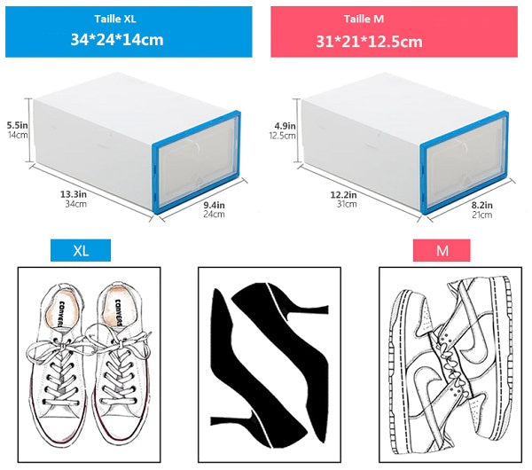 Boite de rangement chaussures transparentes